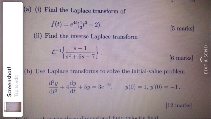 Solved A I Find The Laplace Transform Of F T E 4t Chegg Com