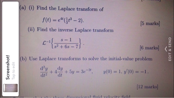 Solved A I Find The Laplace Transform Of F T E 4t Chegg Com