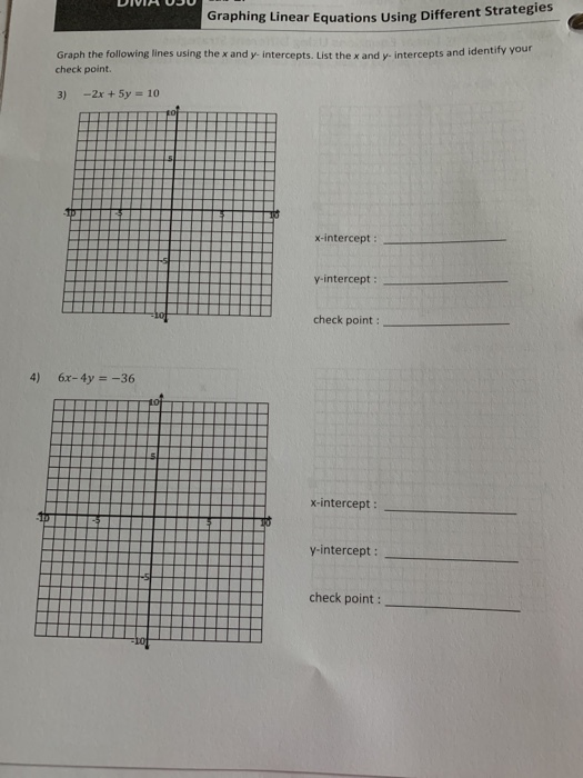 Solved Graphing Linear Equations Using Different Strategi