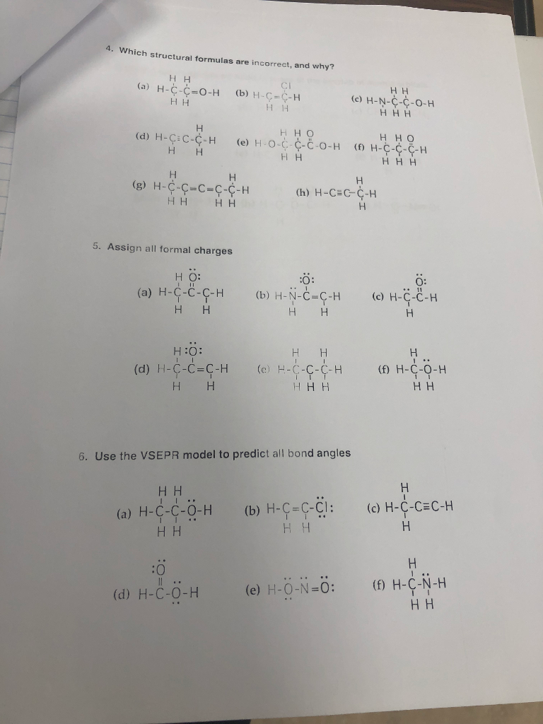 Solved 4 Which Structural Formulas Are Incorrect And Wh Chegg Com