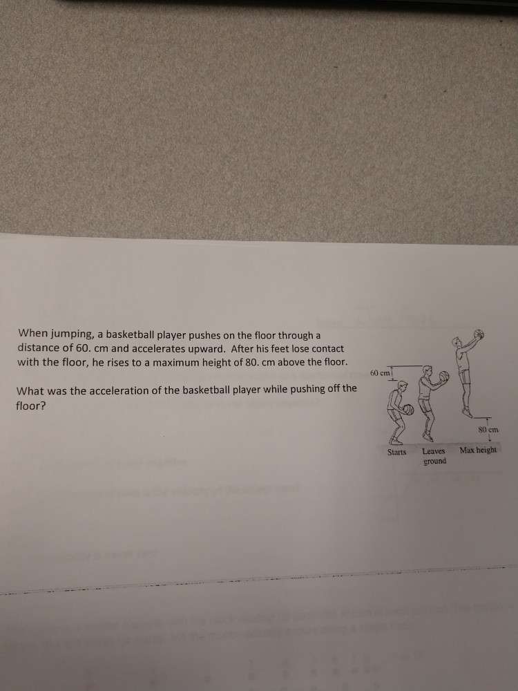 Solved When Jumping A Basketball Player Pushes On The Fl