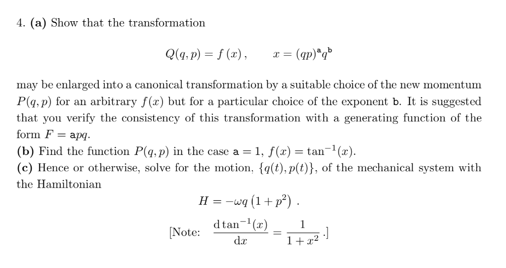 4 A Show That The Transformation Q Q P F X Chegg Com