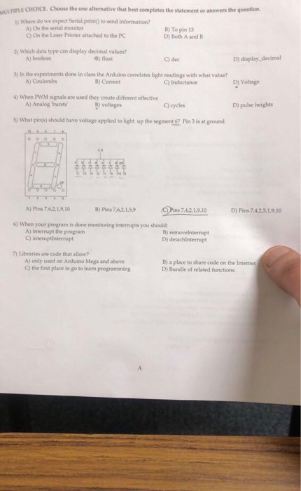 TIPLECHOICE. Choose the one alternative that best completes the statement or answers the question ) Where do we expect Serial