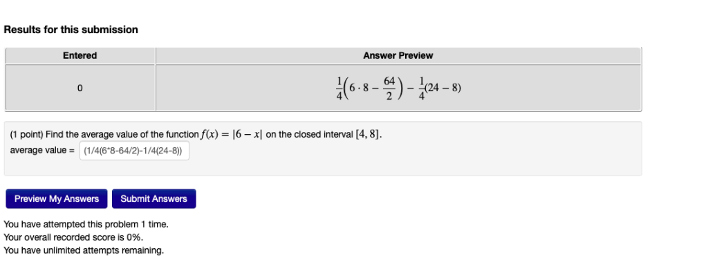 Solved Results For This Submission Entered Answer Preview