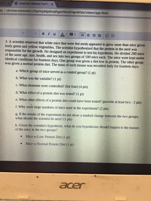 Which group of mice served as a control