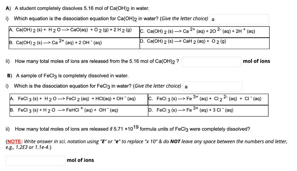 Solved A A Student Completely Dissolves 5 16 Mol Of Ca O Chegg Com