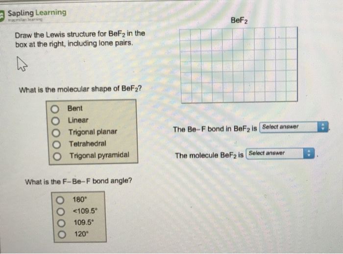 Solved Sapling Learning BeF2 Draw The Lewis Structure For