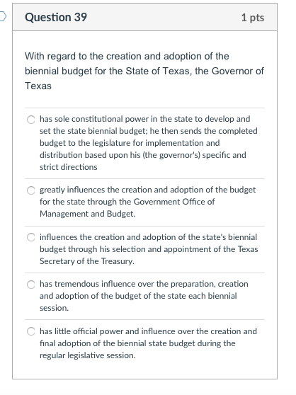 Question 40 1 Pts As A Result Of The Texas Constit Chegg Com