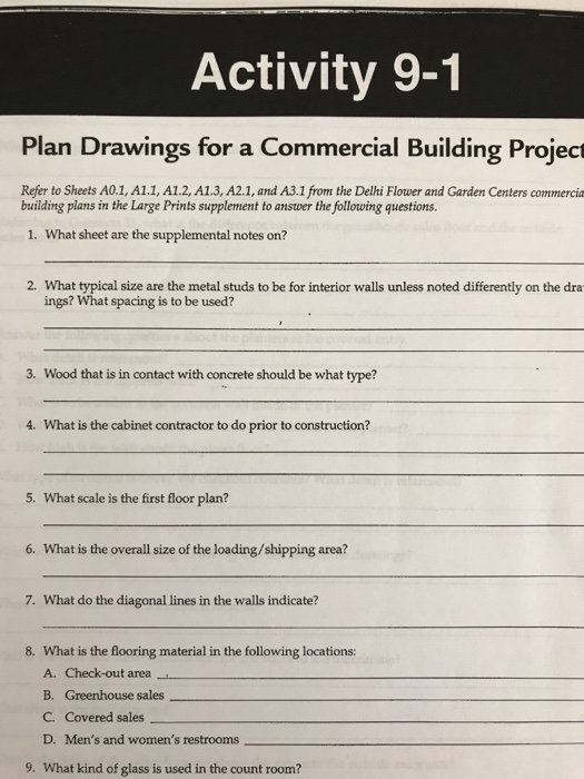 Activity 9 1 Plan Drawings For A Commercial Buildi Chegg Com
