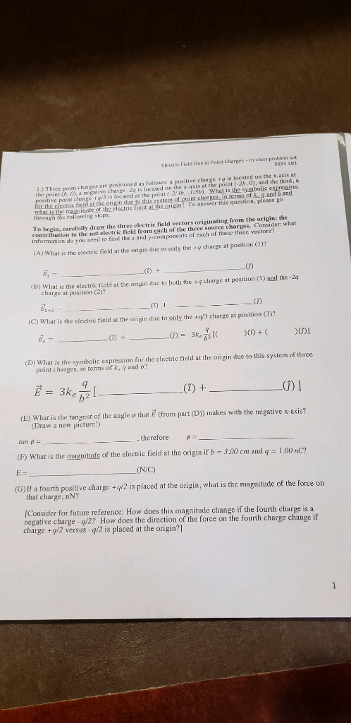 Solved Electric Field Due To Point Charges In Class Pro Chegg Com