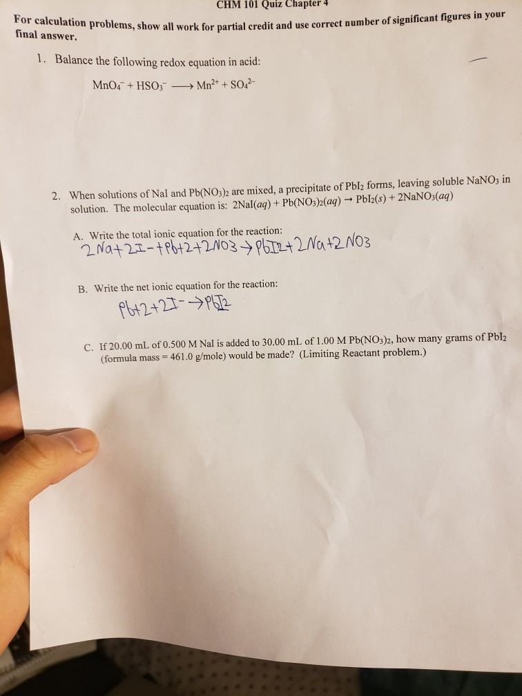Solved 1 Balance The Following Redox Equation In Acid M Chegg Com
