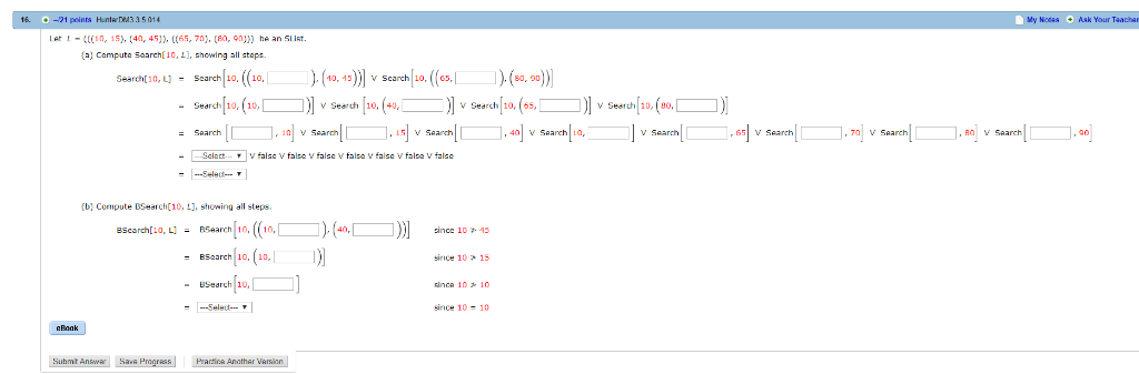 6. -21 points Hunterau3 35014 My Notas Ask Your Taacha et-(C10, 15), (40. 45). (s, 70, [e an Slist. (a) Computa Soarch[10, 1)