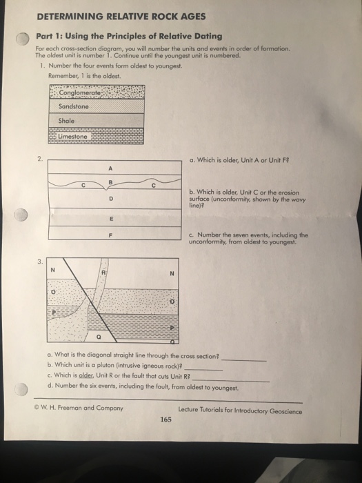 Worksheet 1 dating answers relative Relative Dating
