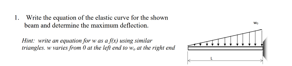 Solved 1 Write The Equation Of The Elastic Curve For The