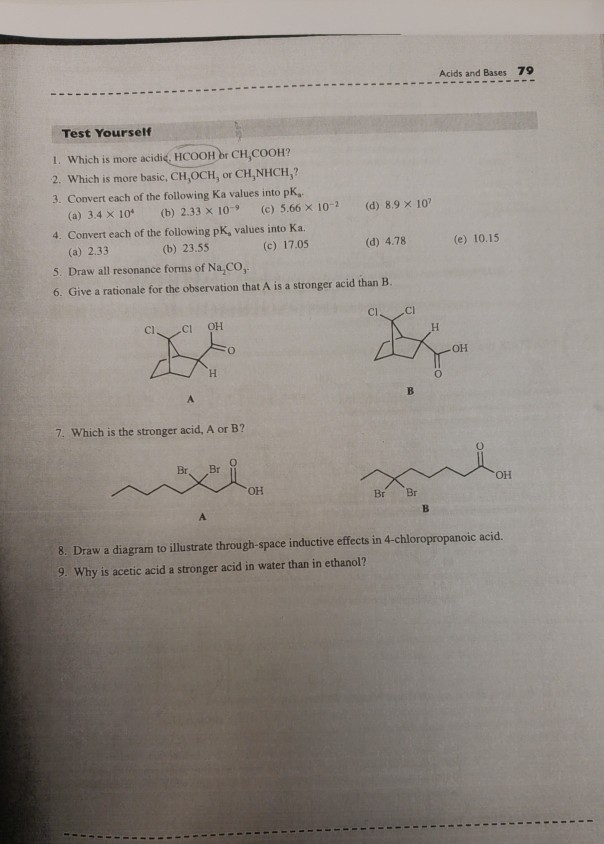 Solved Acids And Bases 79 Test Yourself 1 Which Is More Acids And Bases 79 Test Yourself 1 Which Is More AcidiƩ Hcooh Br Ch