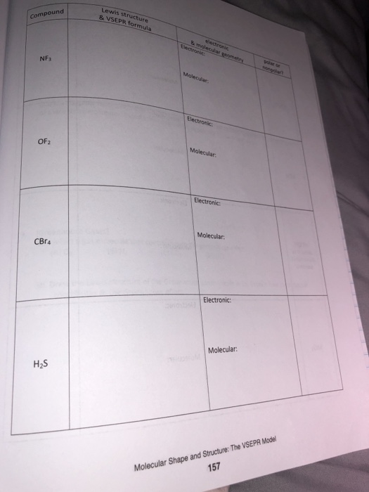 Solved  Lewis Structure  U0026 Vsepr Formula Compound Nfs Of2 M