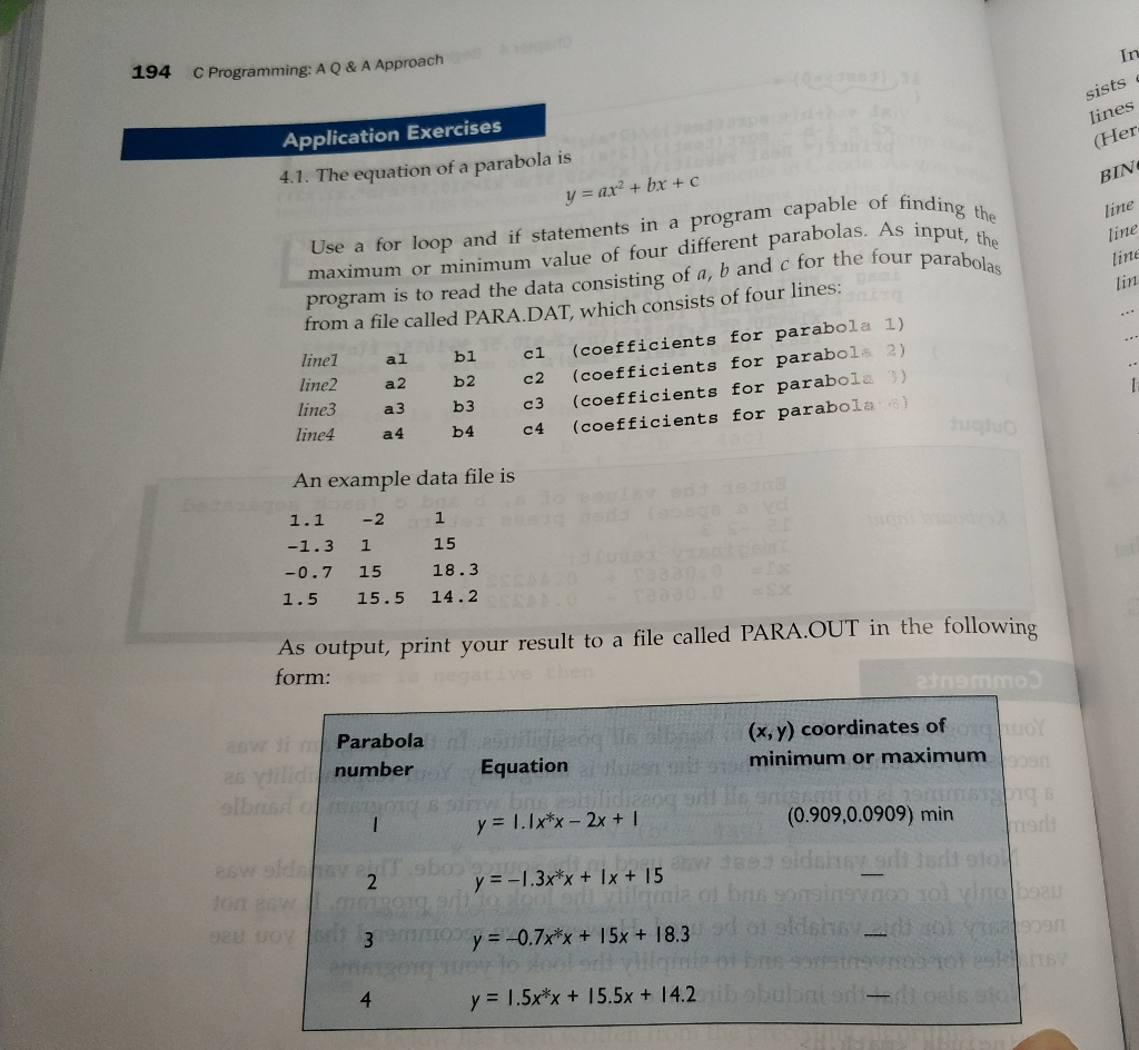 The Equation Of A Parabola Is Y Ax 2 Bx C Use A F Chegg Com