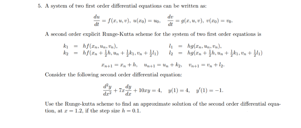 Solved 5 A System Of Two First Order Differential Equati Chegg Com