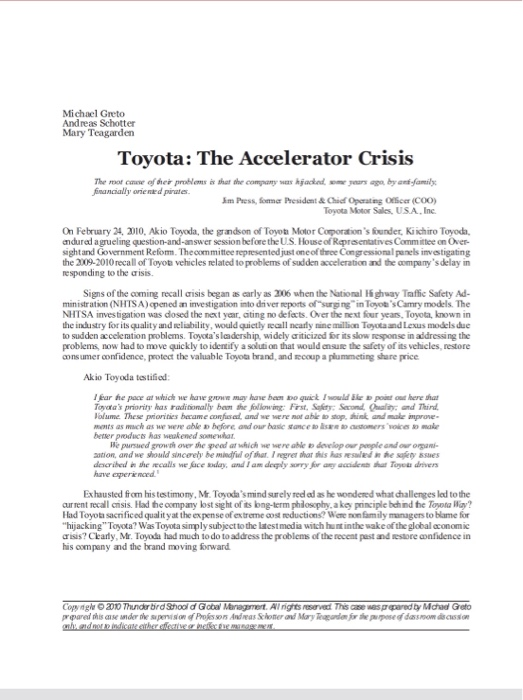 Michael Greto Andreas Schotter Mary Teagarden Toyota: The 

<div class=