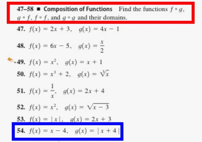 Solved 47 58 Composition Of Functions Find The Functions Chegg Com