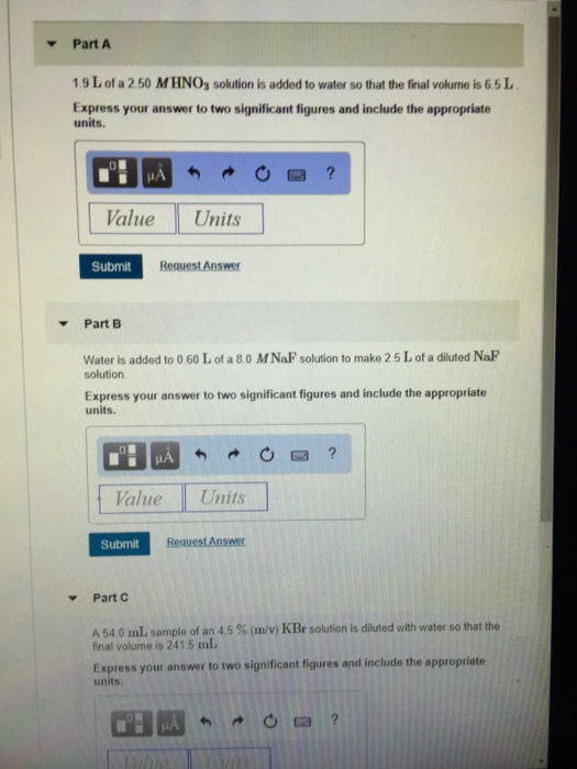 Solved Parta 1 9 L Of A 2 50 Mhnos Solution Is Added To W Chegg Com