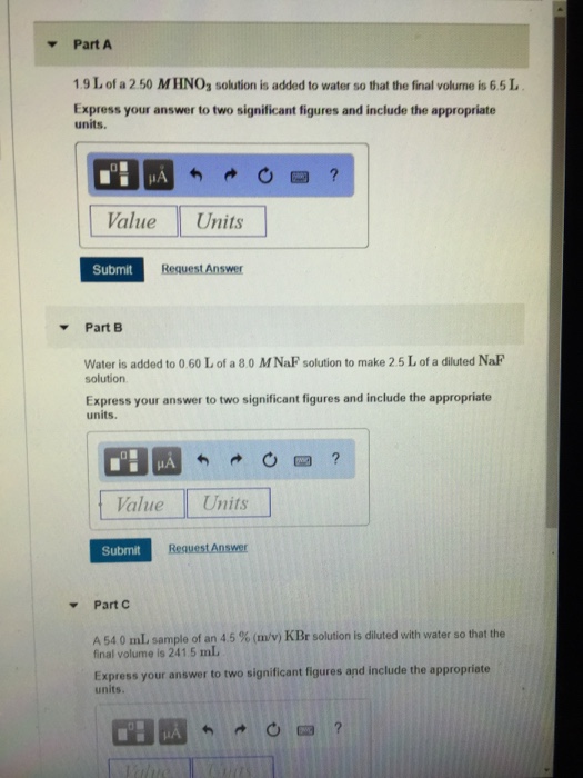Solved Parta 1 9 L Of A 2 50 Mhnos Solution Is Added To W Chegg Com