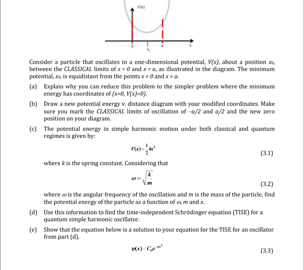 Solved V X Consider A Particle That Oscillates In A One Chegg Com