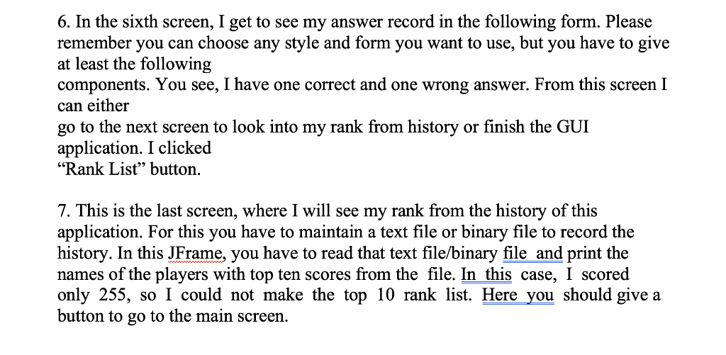 6. In the sixth screen, I get to see my answer record in the following form. Please remember you can choose any style and for