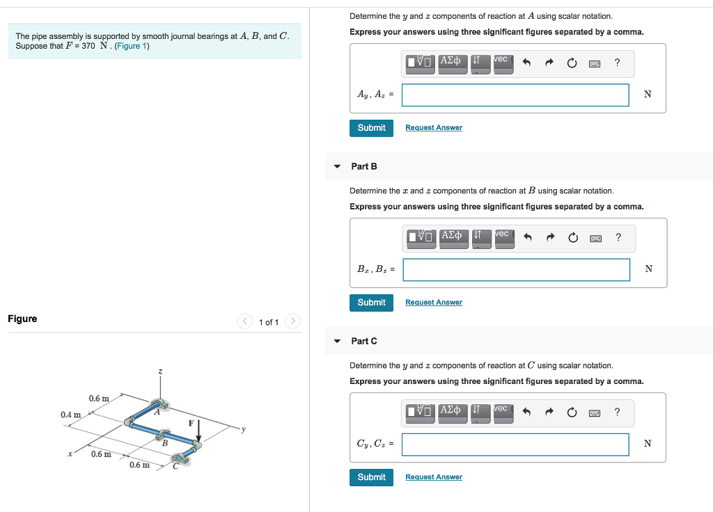 Solved Determine the y and z components of reaction at A | Chegg.com