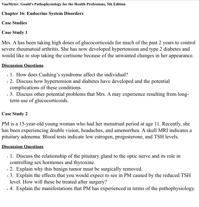 Vanmeter Gould S Pathophysiology For The Health Chegg 