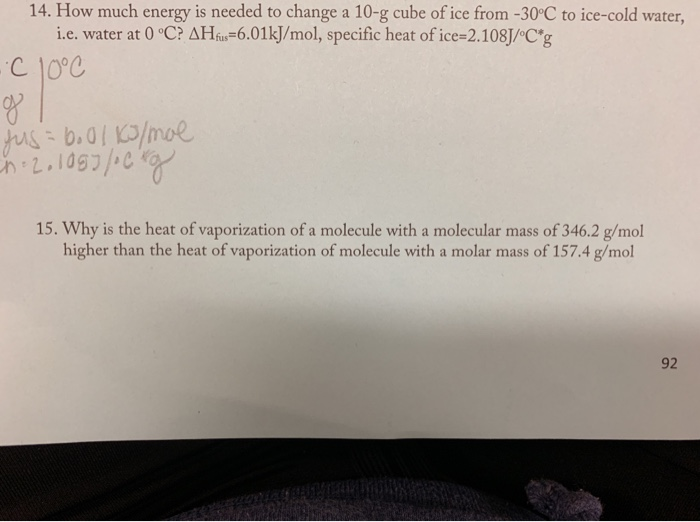 Solved 14 How Much Energy Is Needed To Change A 10 G Cub Chegg Com