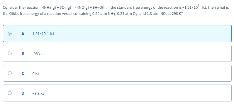 Solved Consider The Reaction 4nh3 G 5o2 G 4no G Chegg Com