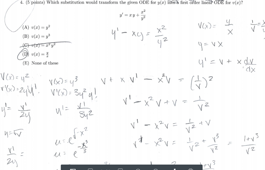 Solved 4 5 Points Which Substitution Would Transform T Chegg Com