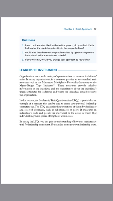 Solved Chapter 21 Trait Approach 37 Questions Based On Ideas Chegg Com