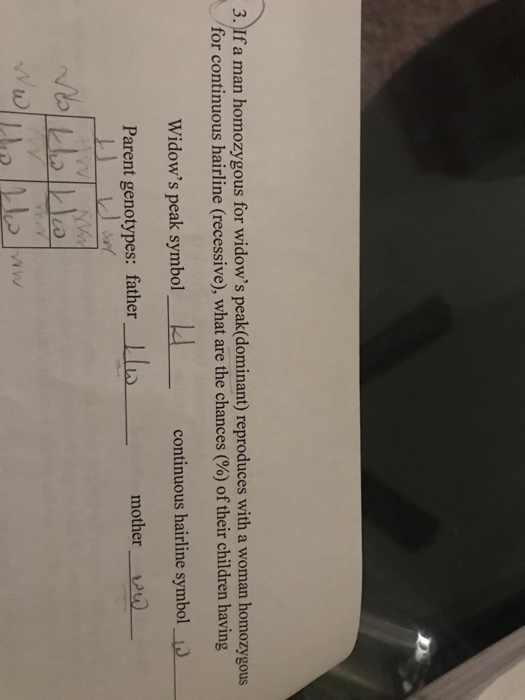 3 If A Man Homozygous For Widow S Peak Dominant Chegg Com
