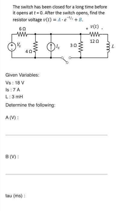 Solved The Switch Has Been Closed For A Long Time Before Chegg Com