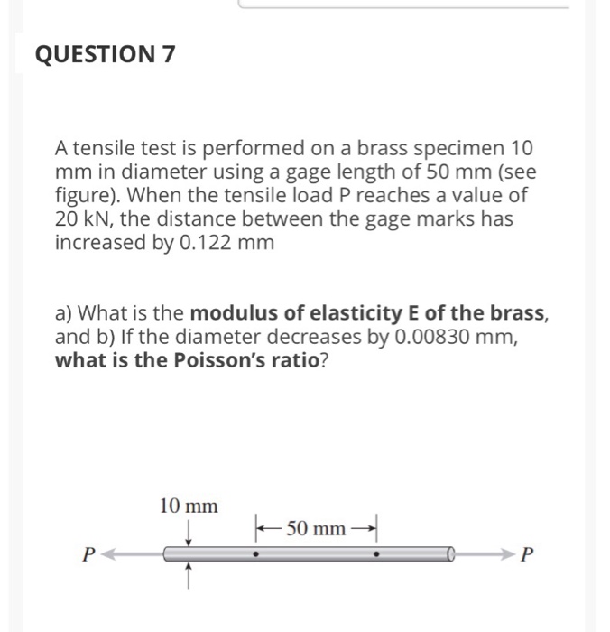 Question 7 A Tensile Test Is Performed On A Brass Chegg 