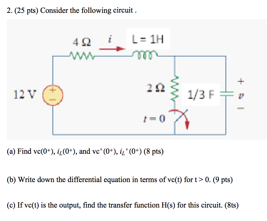 Solved 2 25 Pts Consider The Following Circuit 2w 12v Chegg Com