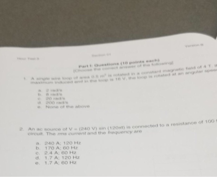 Solved Erson Ont S Te Oop Is 16 V The Toop Is Rotated At Chegg Com