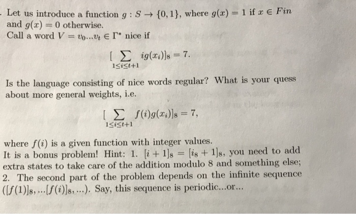 Solved Let Us Introduce A Function G S 0 1 Where G Chegg Com