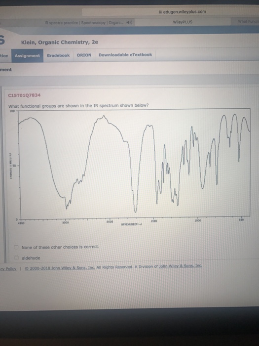 Solved IR Spectra Practice Spectroscopy 1 Organi. WileyPL...