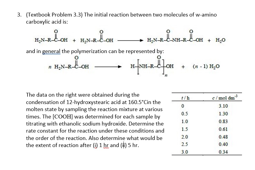 3 Textbook Problem 3 3 The Initial Reaction Bet Chegg Com