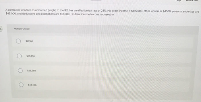 Solved A contractor who files as unmarried Single) to the | Chegg.com