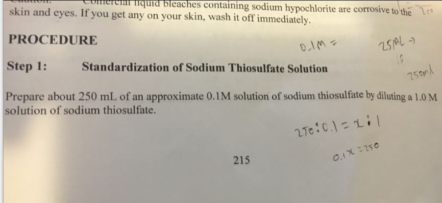 Solved Redox Titration Analysis Of Bleach Lab Report Chegg Com