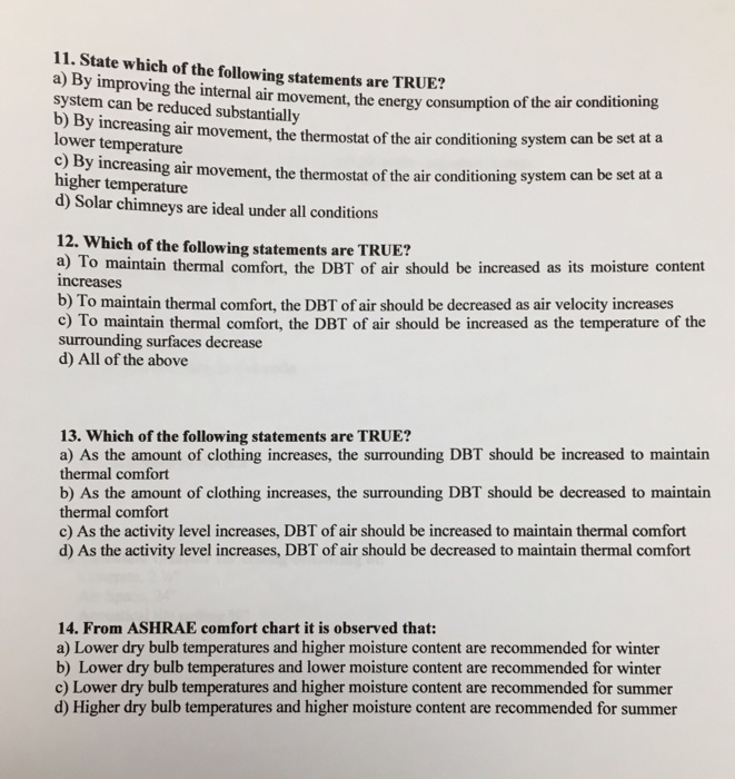 Solved 11 State Which Of The Following Statements Are Tr