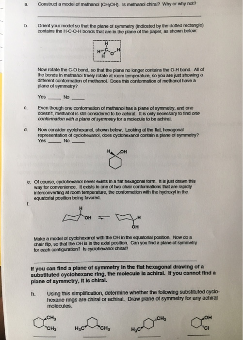 Solved A Construct A Model Ot Methanol Ch Oh Is Methan