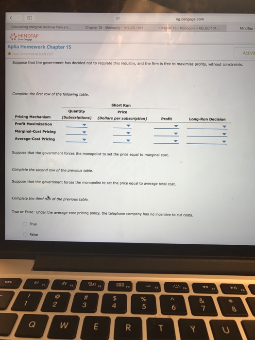 aplia homework answers