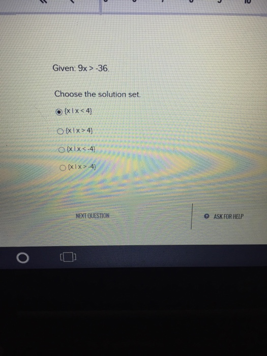 Given 9x 36 Choose The Solution Set X X Chegg 