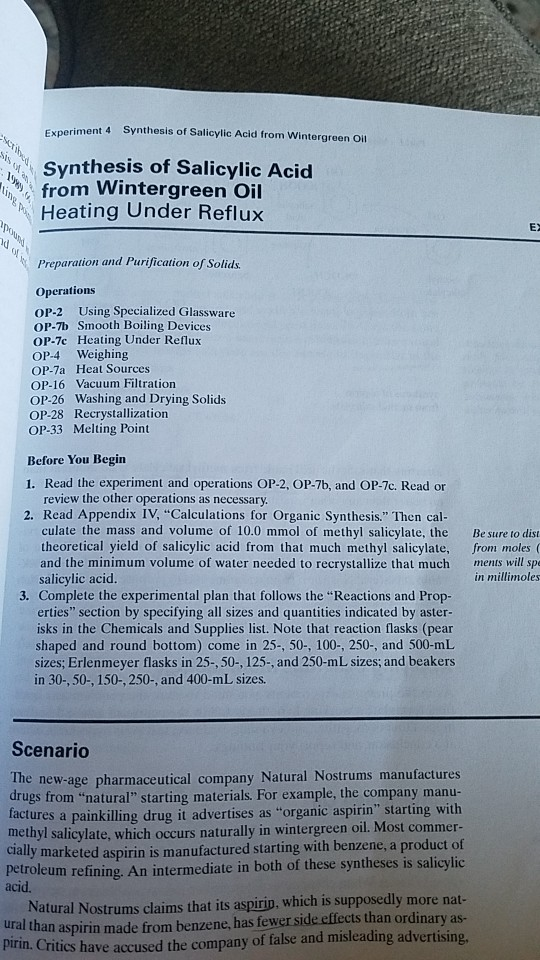 Solved Experiment 4 Synthesis Of Salioylic Acid From Chegg Com