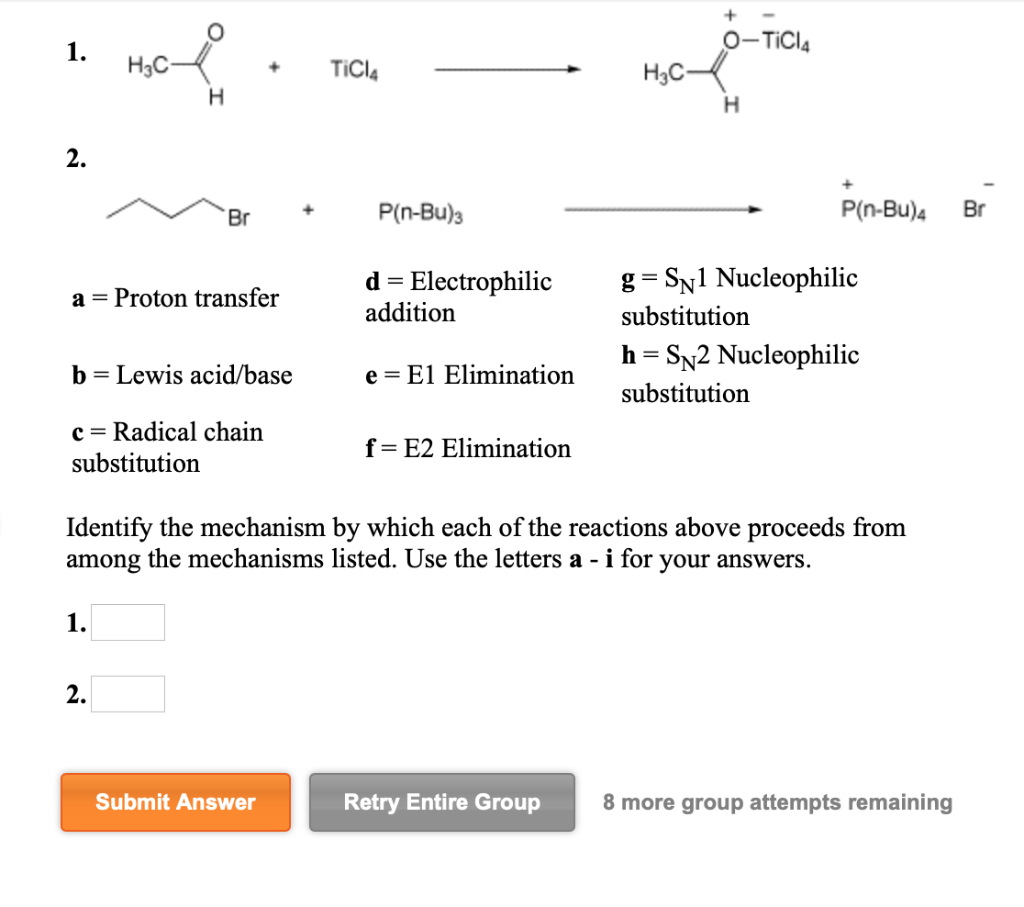 Solved O Tic Ticl H3c 2 P N Bu 3 P N Bu 4 Br G Sn1 Chegg Com